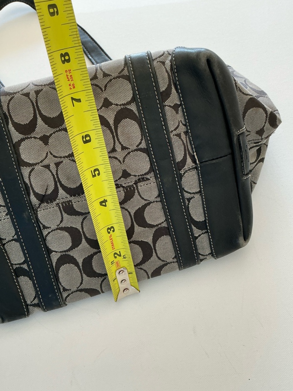 Coach Signature Canvas Tote Bag Brown Black Leather Trim Style 6042 - Picture 15 of 15